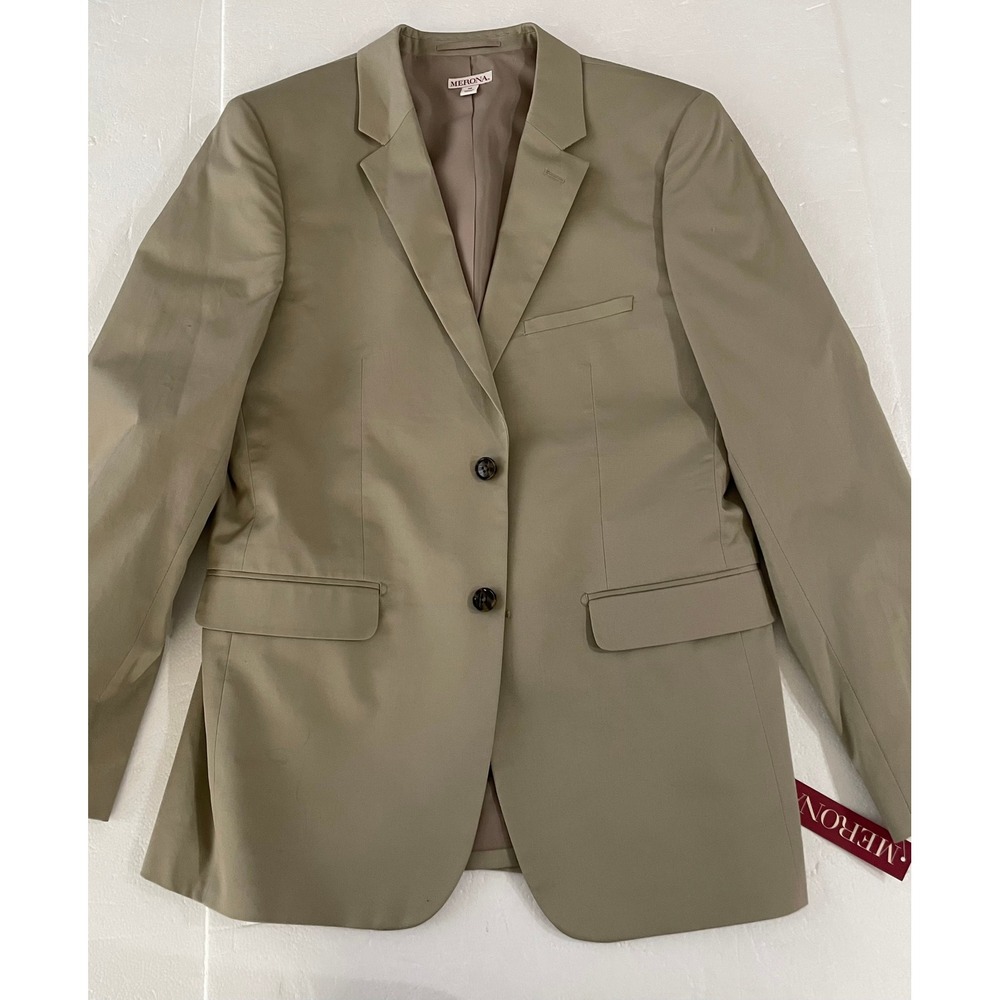 Merona Mens Khaki Tan Two Button Blazer Sport Coat Jacket Size Medium NWT